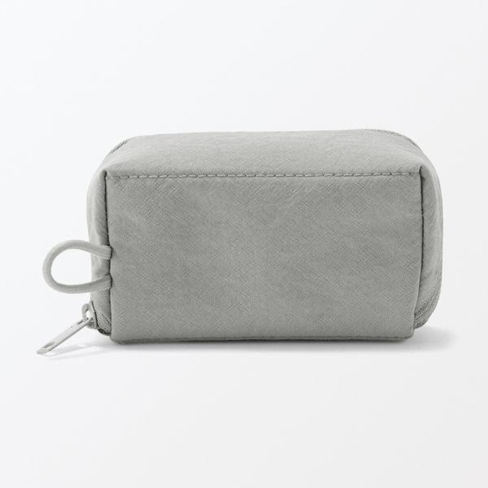NEW MUJI Wrinkle Nylon Wide Opening Pouch Gray Small Organizer JAPAN - Picture 3 of 10